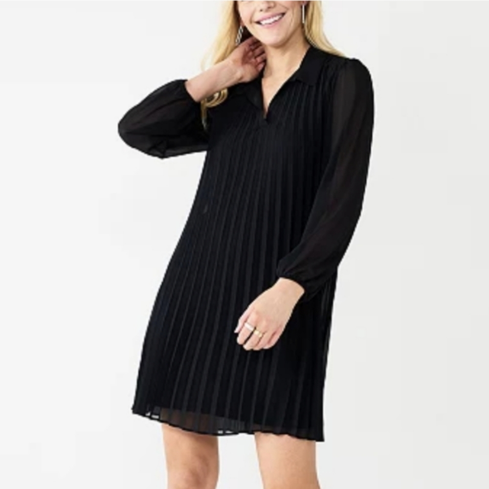 Pleated Swing Dress, XS